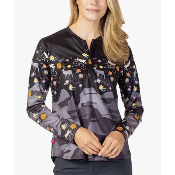 Terry Henley Jersey Women’s Size Small Cycling Black Forest Top NWT - Picture 1 of 12